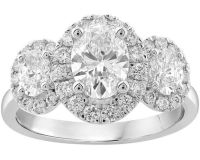 18ct White Gold and Lab Diamond Oval Halo Ring 2ct_0
