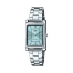 Casio Ladies Silver Analogue Watch Blue Face_0