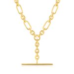 9ct Gold Cable link chain with T- Bar 50cm_0