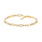 Gold Plated Oval Link CZ Bracelet_0