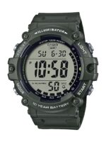 casio digi green beige 50mtr multi alarm resin x/long strap_0