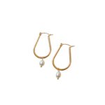 U shaped Stainless Yellow Gold Plated Earrings_0