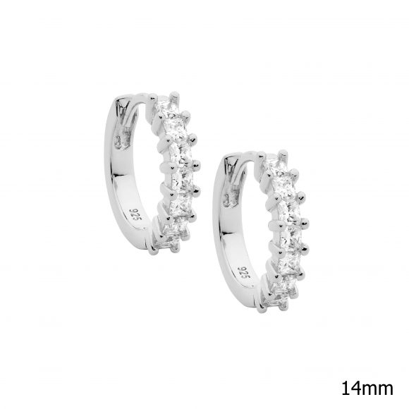 Sterling Silver CZ Hoop Earrings_0