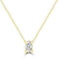 9ct Yellow Gold Oval Diamond Pendant 0.25ct HI SI on 40-50cm Chain_0