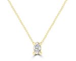 9ct Yellow Gold Oval Diamond Pendant 0.25ct HI SI on 40-50cm Chain_0