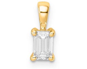 9ct Yellow Gold Emerald Cut Lab Grown Diamond Pendant_0