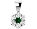 White Gold Created Emerald and Diamond Pendant_0