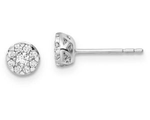 9ct White Gold Cluster Lab Grown Diamond Earrings_0