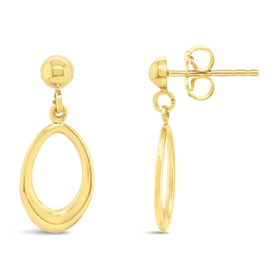 9ct Gold Oval Stud Drop Earrings_0