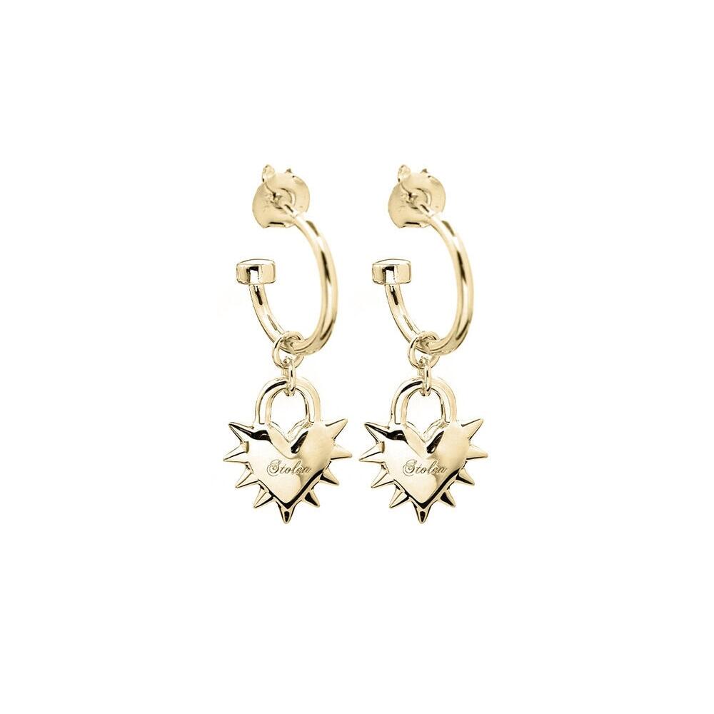Gold Plated Love Locket Anchor Earrings_0