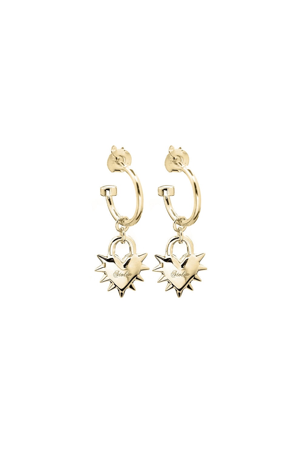 Gold Plated Love Locket Anchor Earrings_0