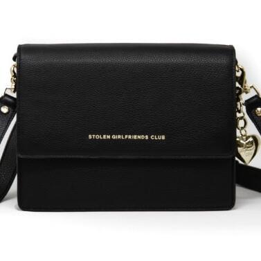 sgc big trouble black and gold pebbled leather bag_0