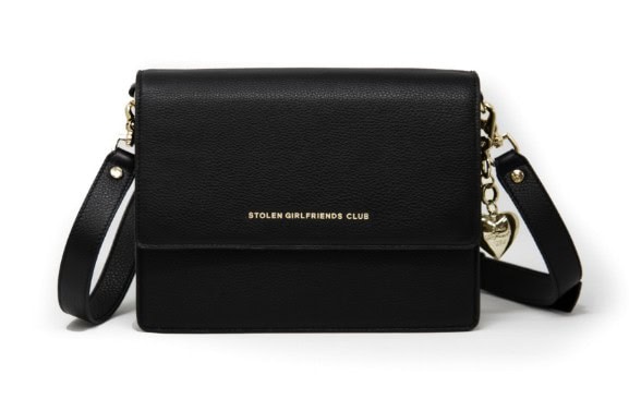 sgc big trouble black and gold pebbled leather bag_0