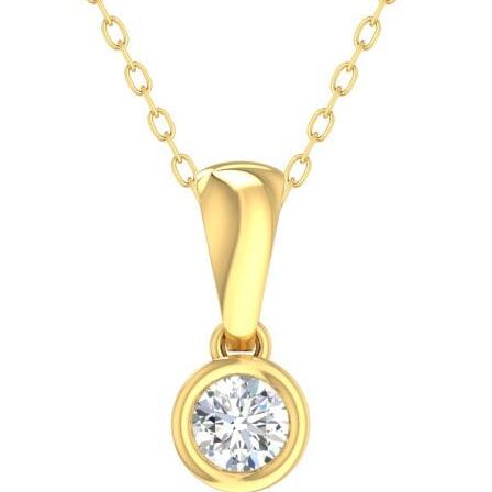 9ct Gold Round Bezel Set Lab Diamond Necklace_0