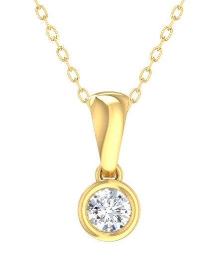 9ct Gold Round Bezel Set Lab Diamond Necklace_0