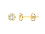 9ct Gold Bezel Set Lab Diamond Stud Earrings_0