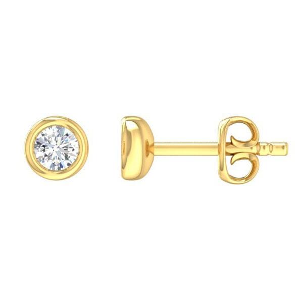 9ct Gold Bezel Set Lab Diamond Stud Earrings_0