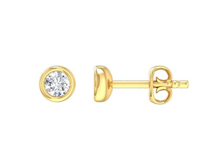 9ct Gold Bezel Set Lab Diamond Stud Earrings_0
