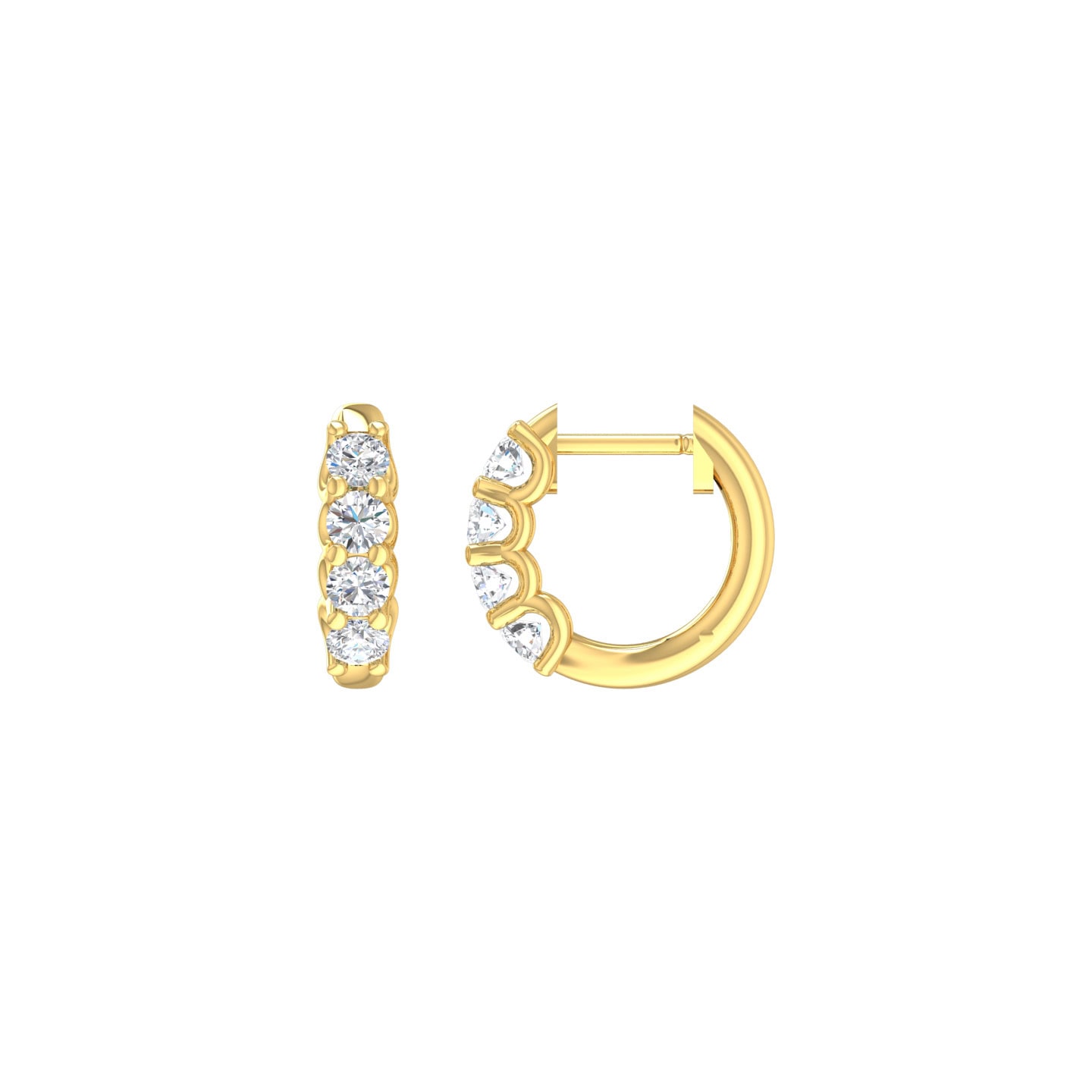 9ct Gold Claw Set Lab Diamond Hoop Earrings_0