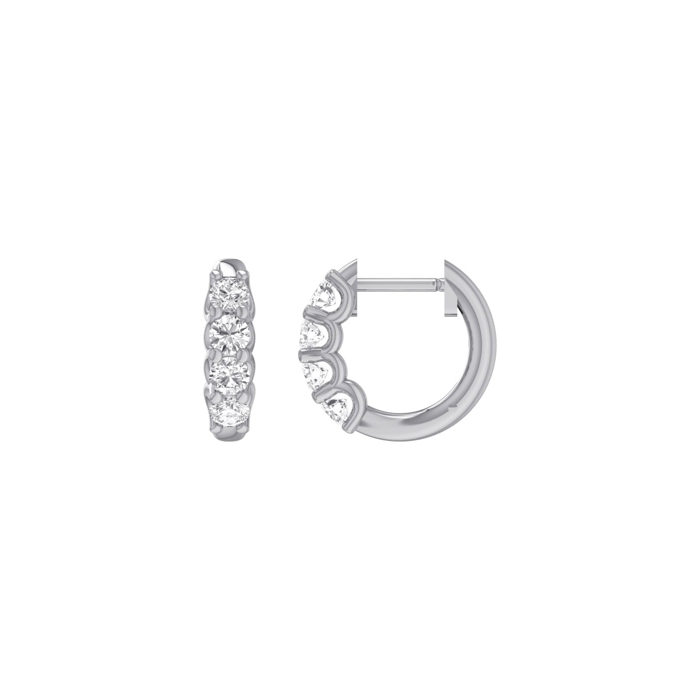 9ct White Gold Claw Set Lab Diamond Hoop Earrings_0
