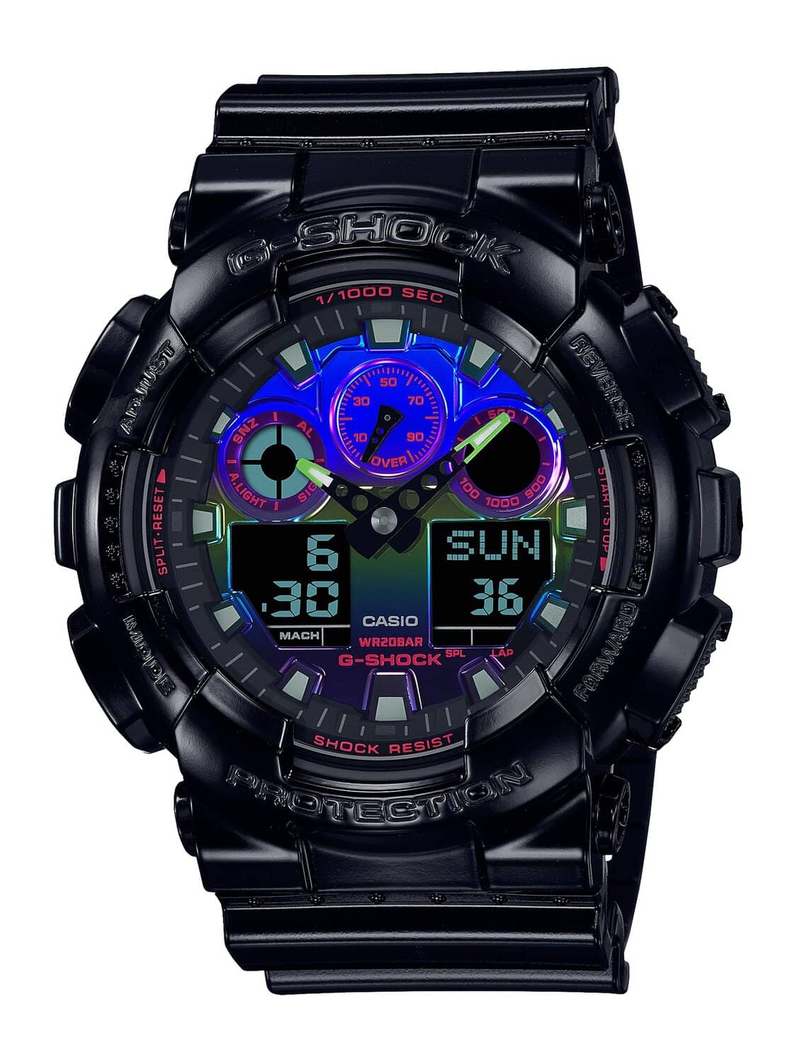 G-Shock Black Analogue and Digital Watch Multicoloured Face 200m_0