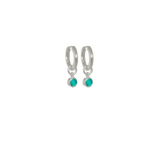 Sterling Silver Green Onyx Huggies_0