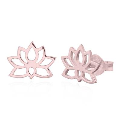 Rose Gold Plated Sterling Silver Lotus Studs Earrings_0