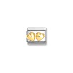 Nomination Double Rounded Hearts Charm S/Steel and 18ct_0