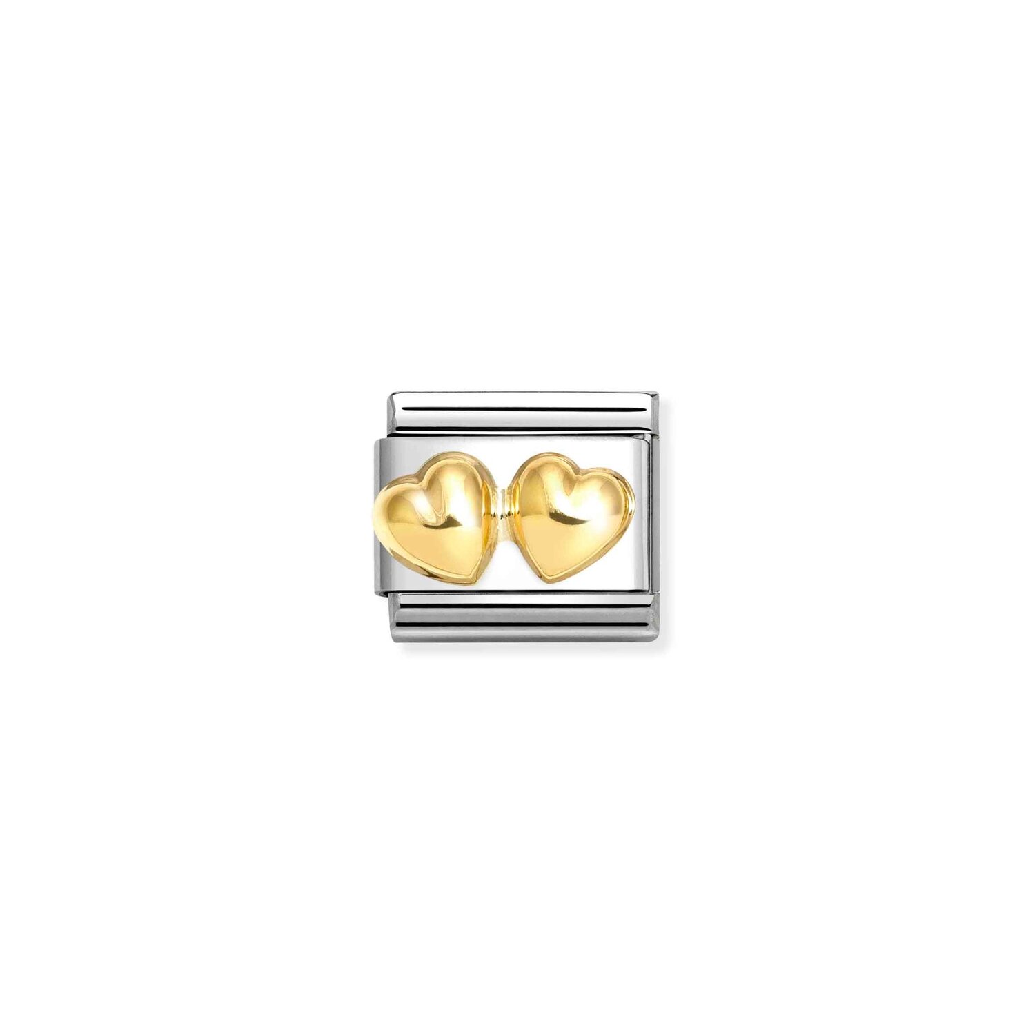 Nomination Double Rounded Hearts Charm S/Steel and 18ct_0
