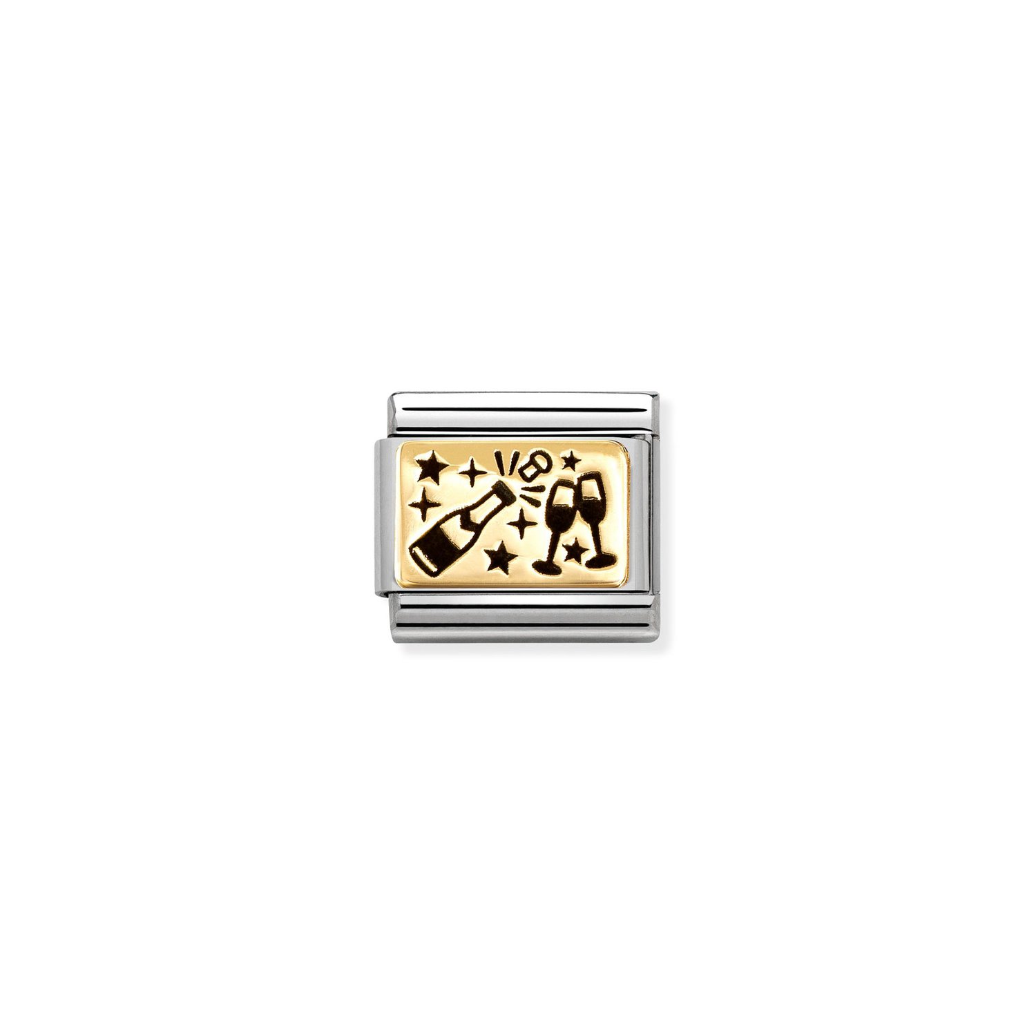 Nomination Champayne Glasses Charm S/Steel and 18ct_0