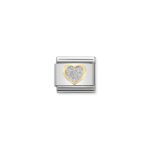Nomination Glitter Heart Charm S/Steel and 18ct_0