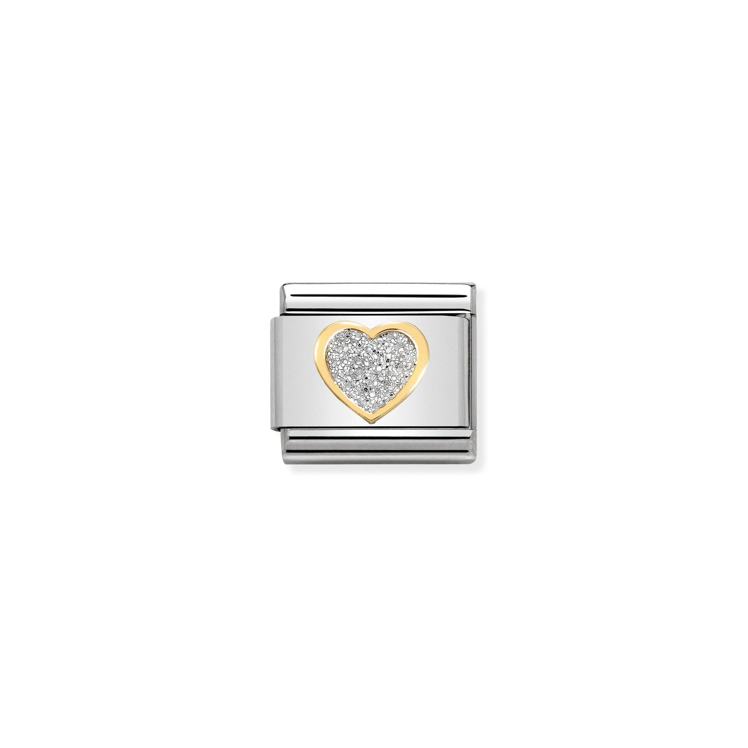 Nomination Glitter Heart Charm S/Steel and 18ct_0