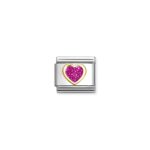 Nomination Glitter Fuchsia Heart Charm S/Steel and 18ct_0