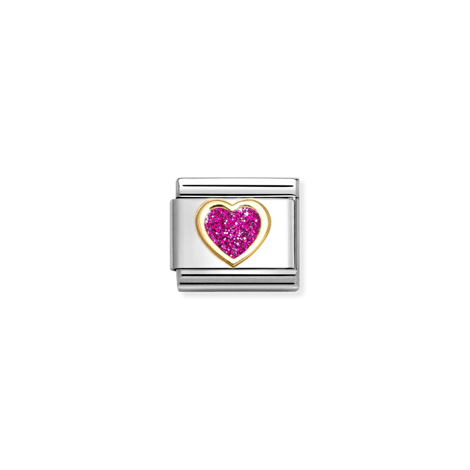 Nomination Glitter Fuchsia Heart Charm S/Steel and 18ct_0