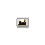 Nomination Black Cat Lying Down Charm S/Steel and 18ct_0
