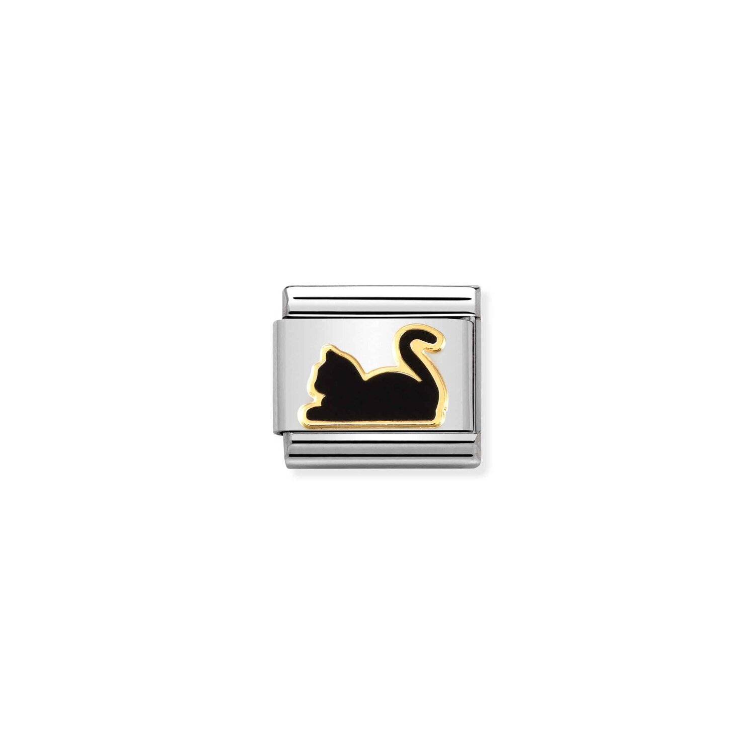 Nomination Black Cat Lying Down Charm S/Steel and 18ct_0