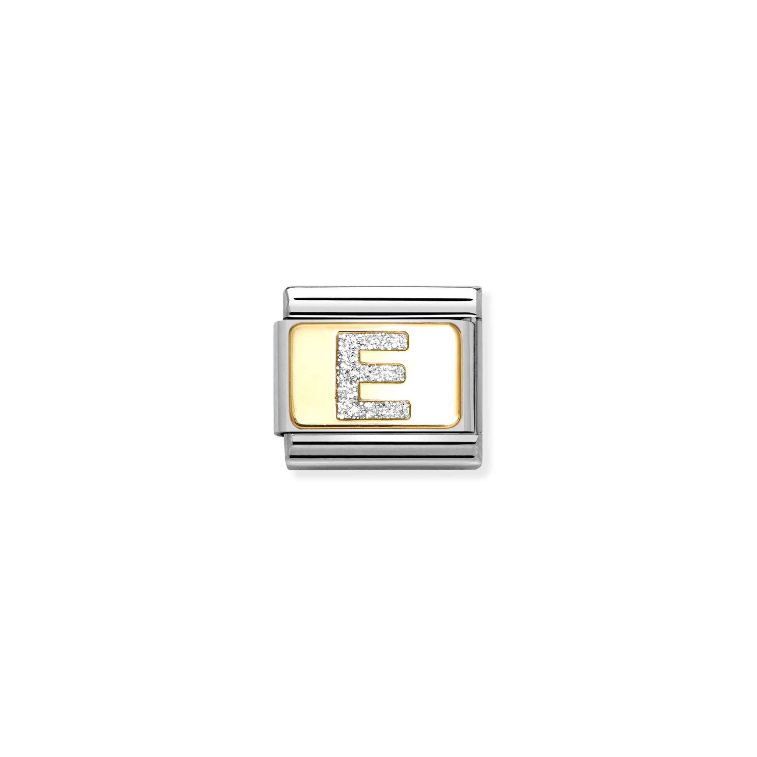 Nomination Letter E Glitter Charm S/Steel and 18ct_0
