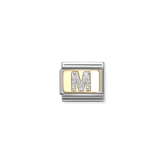 Nomination Letter M Glitter Enamel Charm S/Steel and 18ct_0