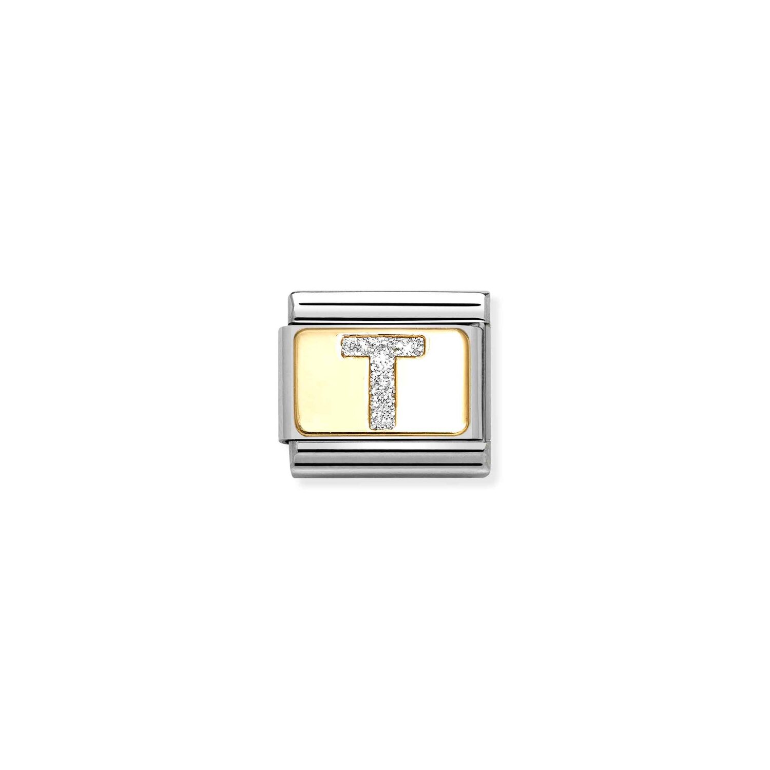 Nomination Letter T Glitter Enamel Charm S/Steel and 18ct_0