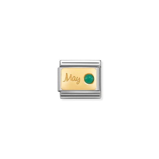 Nomination May Emerald Charm S/Steel and 18ct_0