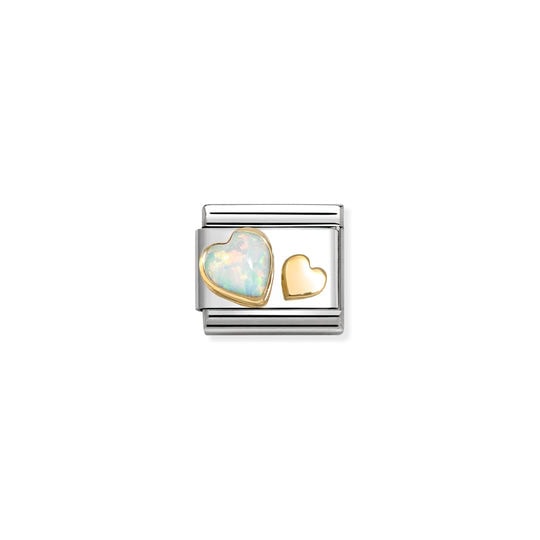 Nomination Hearts with White Opal Charm S/Steel and 18ct_0