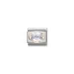 Nomination White Faceted CZ Charm S/Steel and 18ct_0