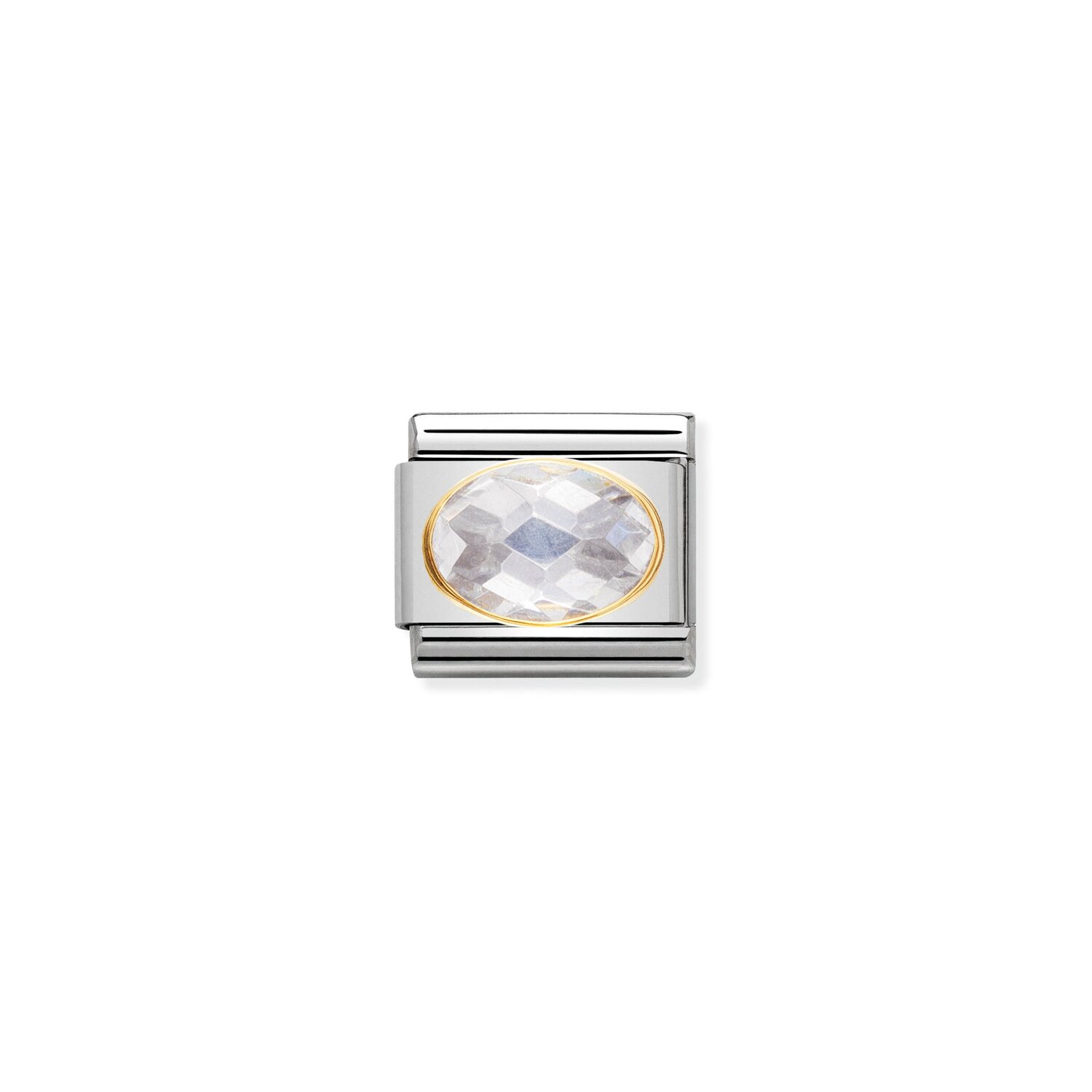 Nomination White Faceted CZ Charm S/Steel and 18ct_0