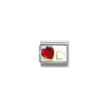 Nomination Red CZ and Gold Hearts Charm S/Steel and 18ct_0