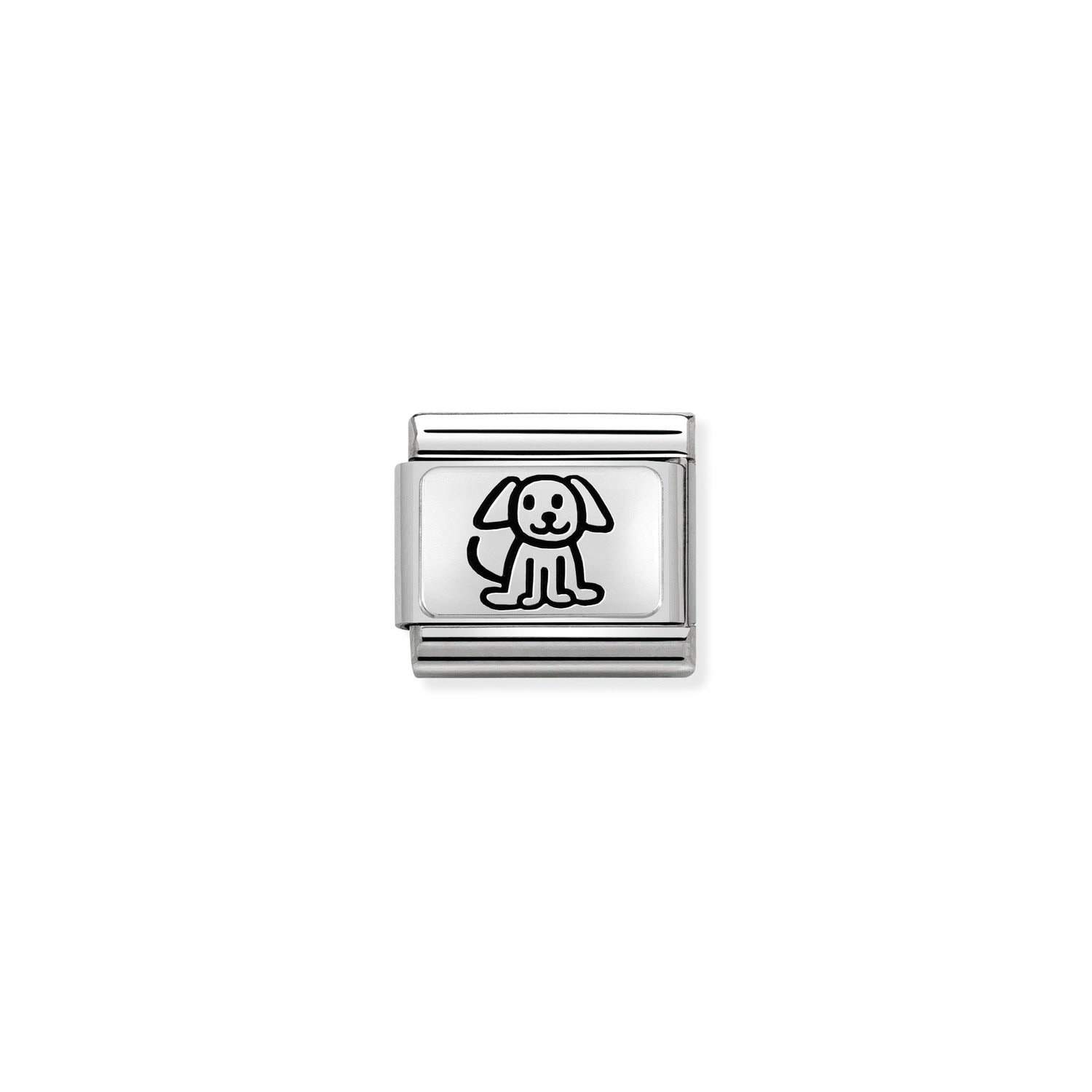 Nomination Puppy Dog Stick Figure Charm Stainless Steel and Sterling Silver_0