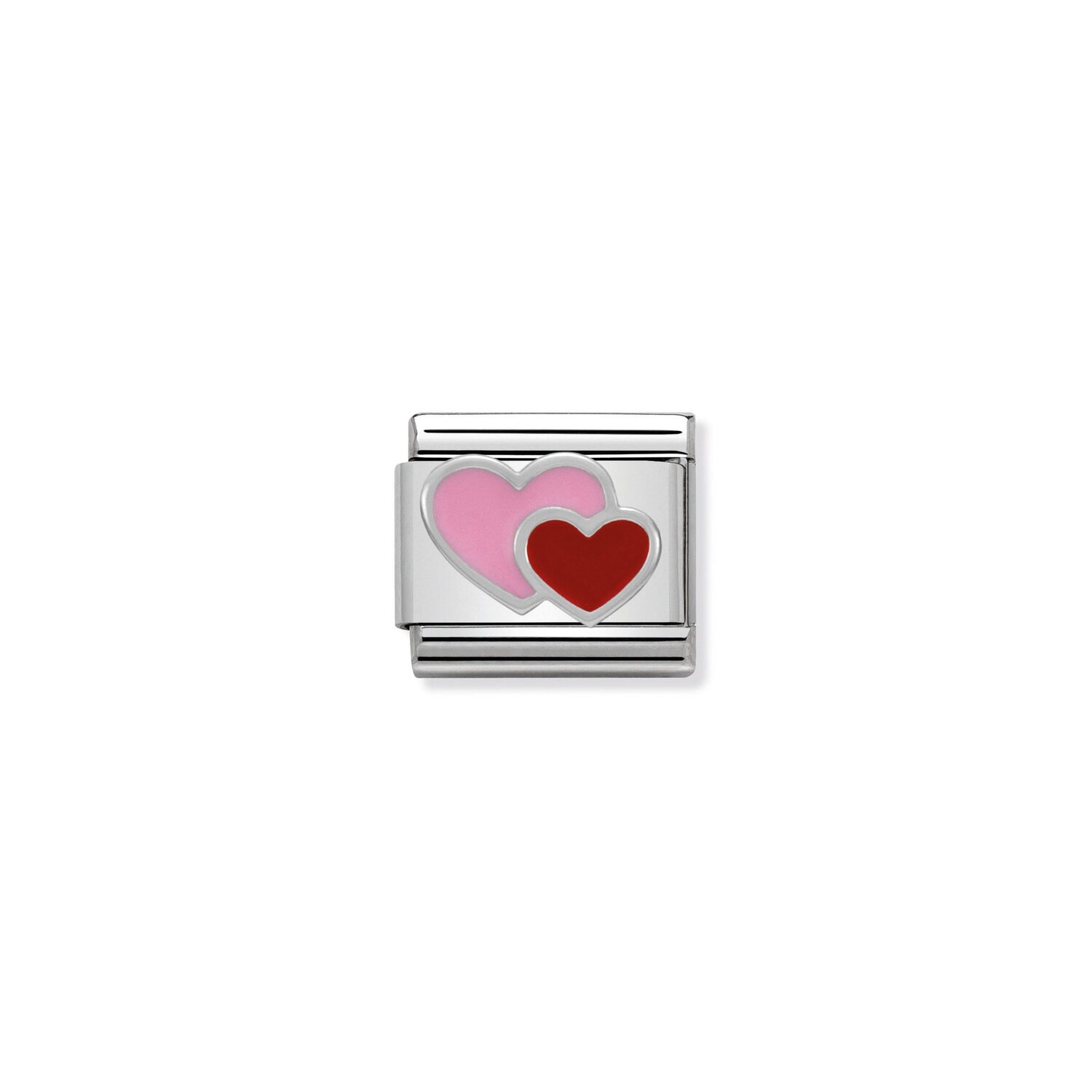 Nomination Pink and Red Double Heart Charm Stainless Steel and Sterling Silver_0