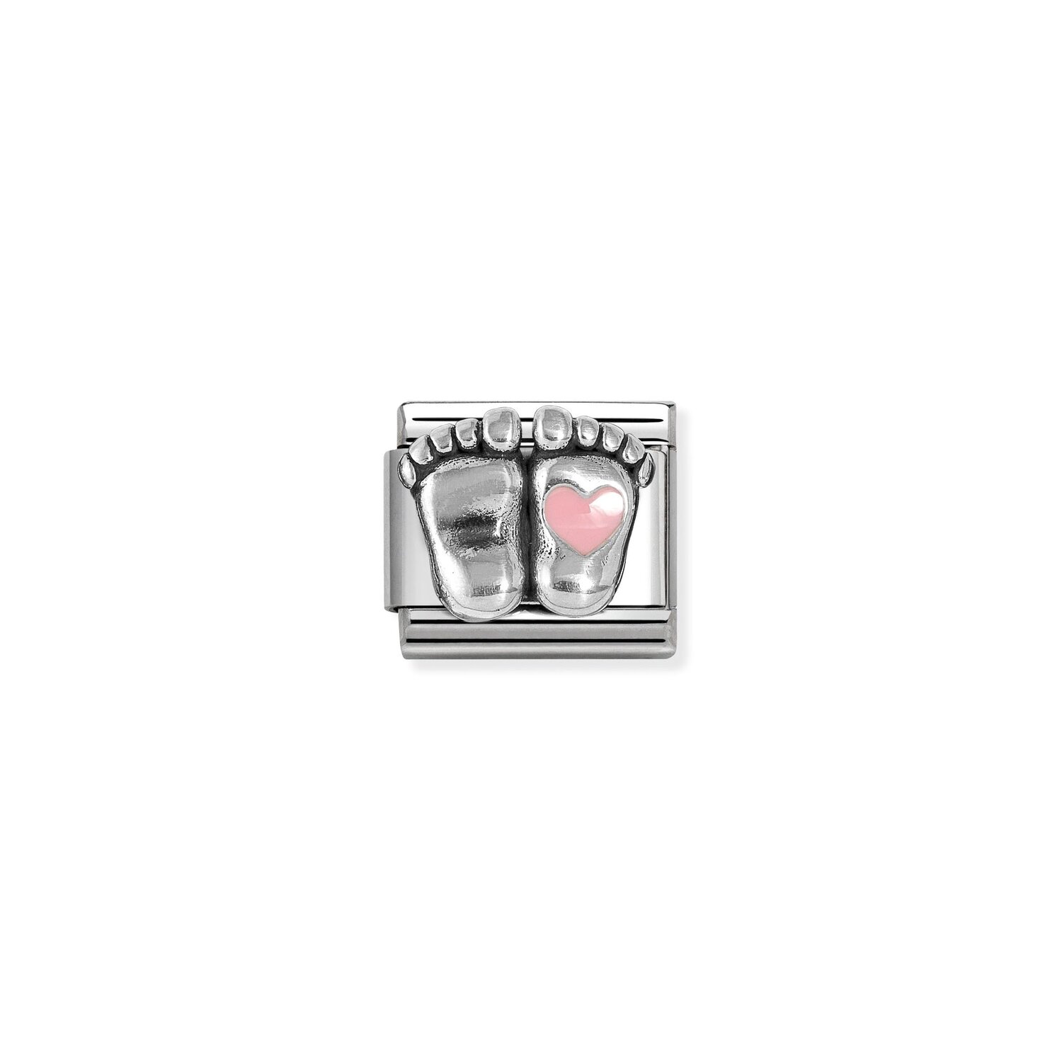 Nomination Baby Feet with Pink Heart Charm Stainless Steel and Sterling Silver_0