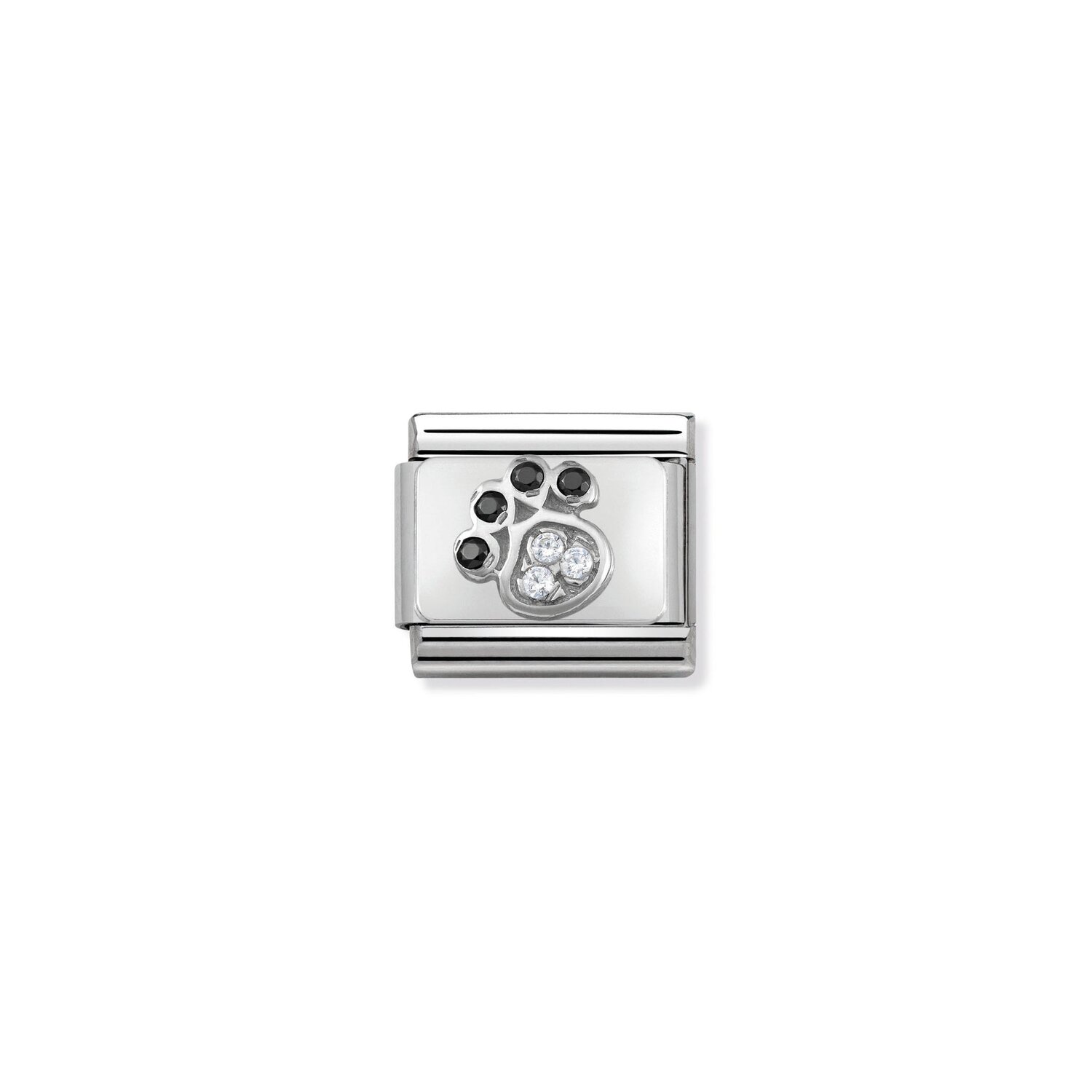 Paw Print Charm CZ S/Steel and Silver_0