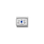 Eye Charm Blue and White CZ S/Steel and Silver_0
