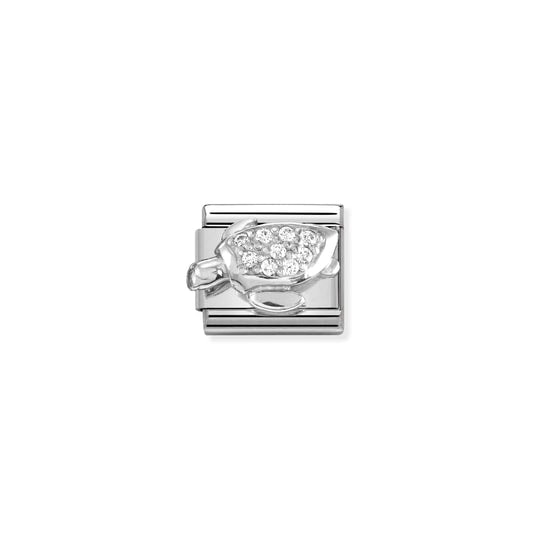 Sea Turtle Charm CZ S/Steel and Silver_0